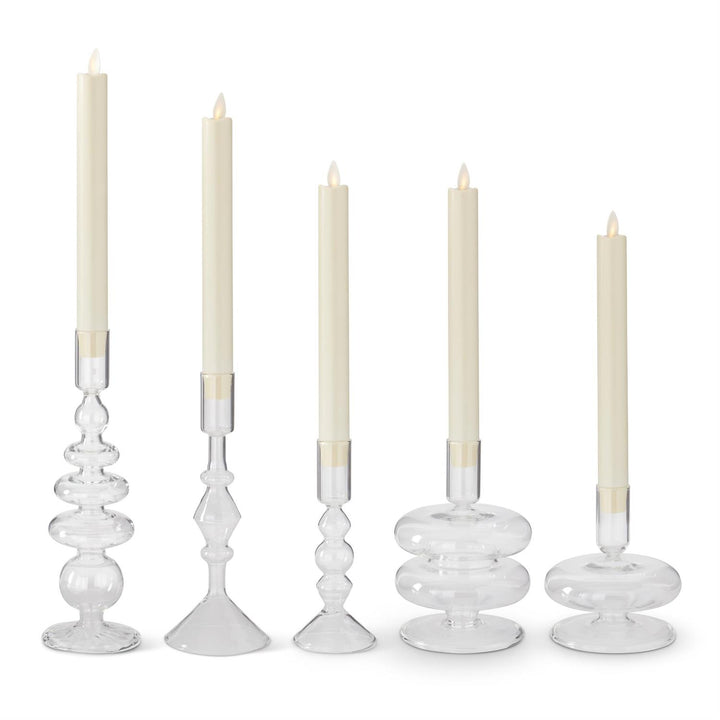 CLEAR MODERN TAPER CANDLEHOLDERS