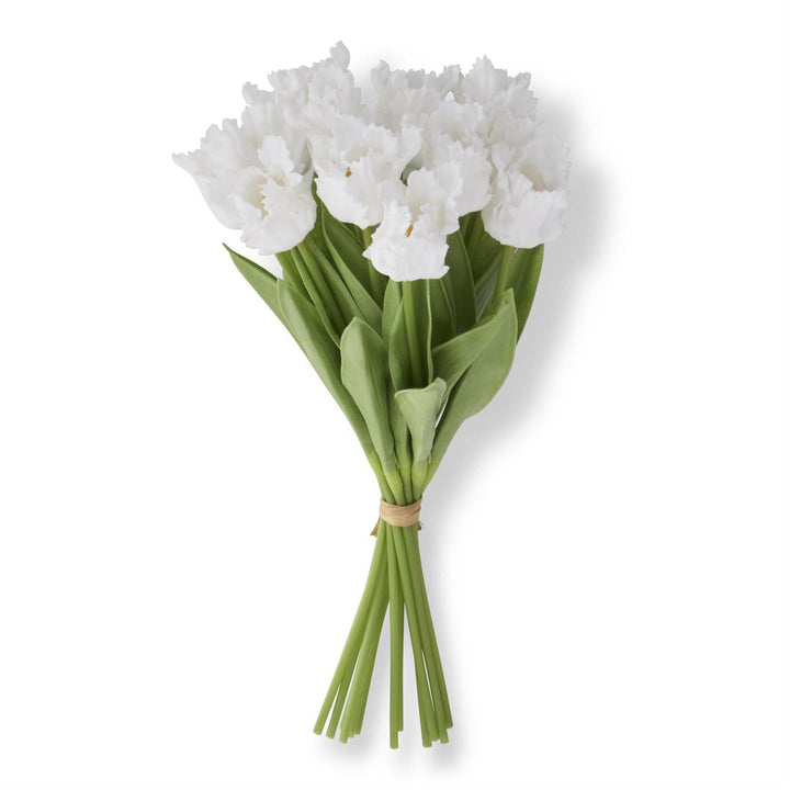 WHITE REAL TOUCH PARROT TULIP BUNDLE