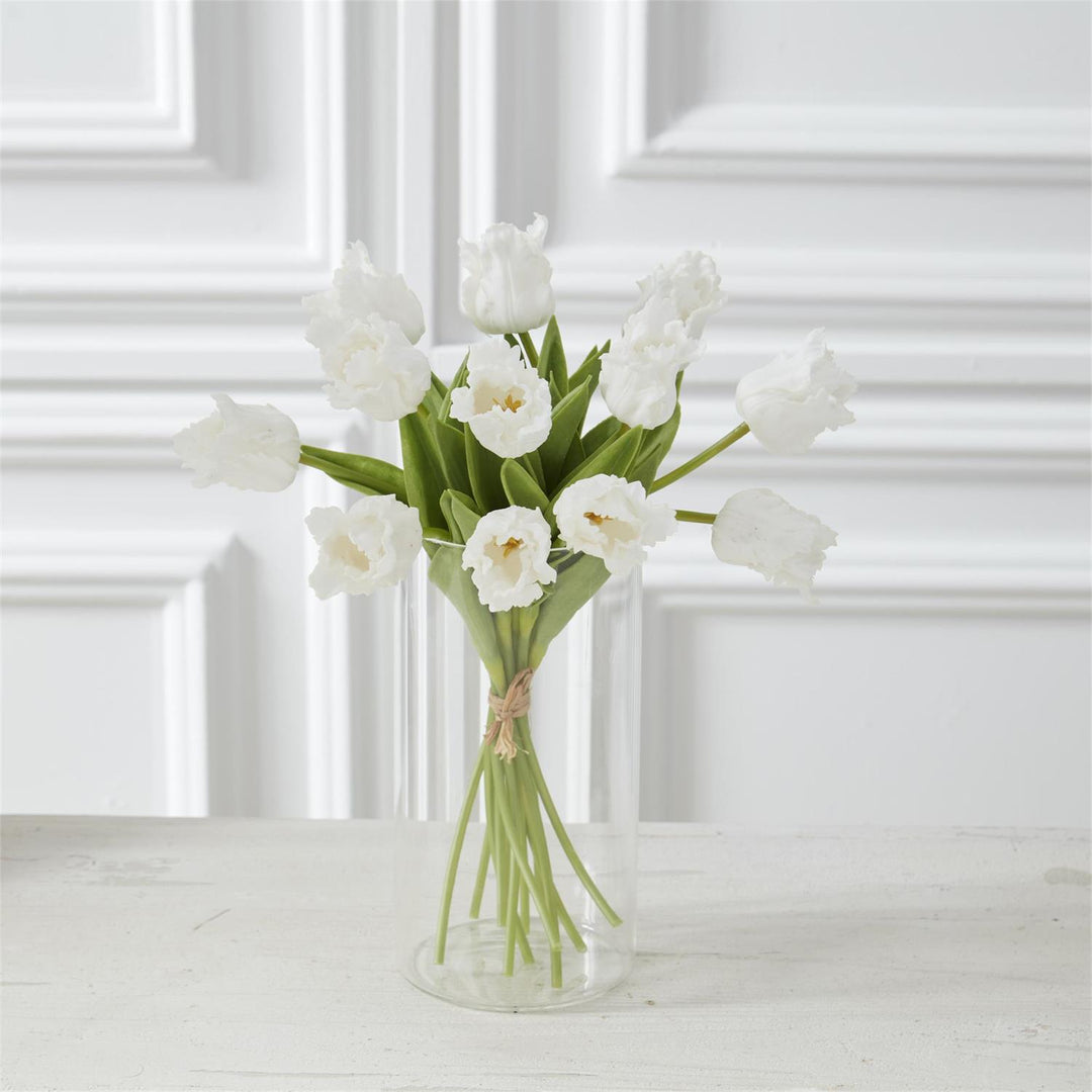 WHITE REAL TOUCH PARROT TULIP BUNDLE