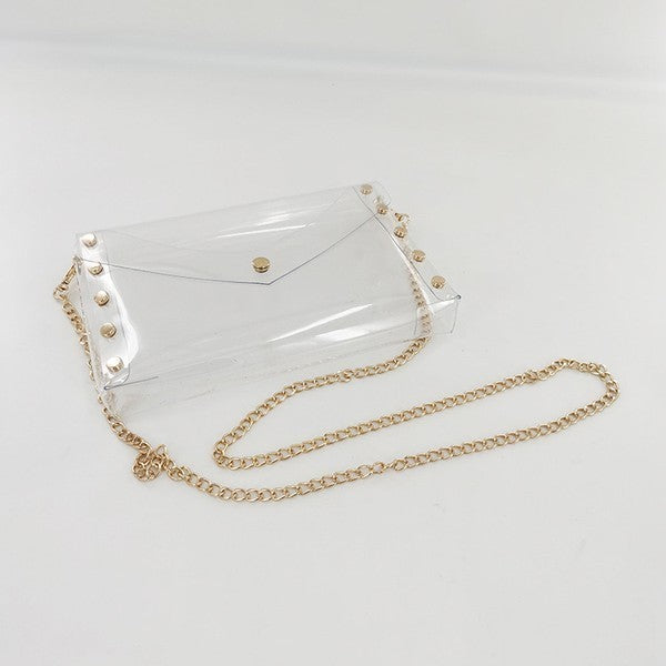 GOLD STUDDED CLEAR BAG