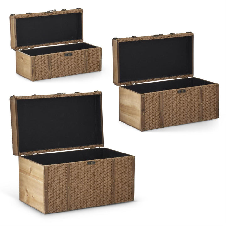 WOOD & WOVEN JUTE NESTING CHEST