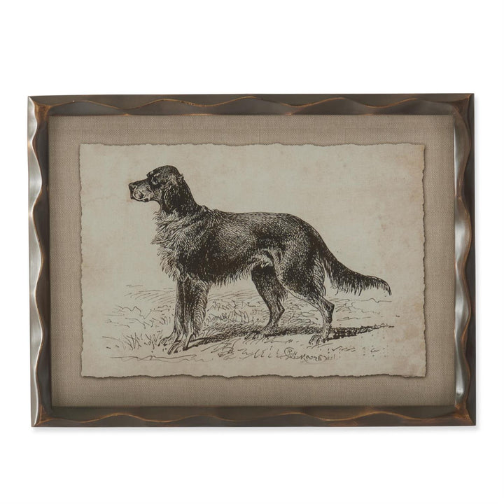 ORNATE BROWN WOOD FRAMED DOG PRINT