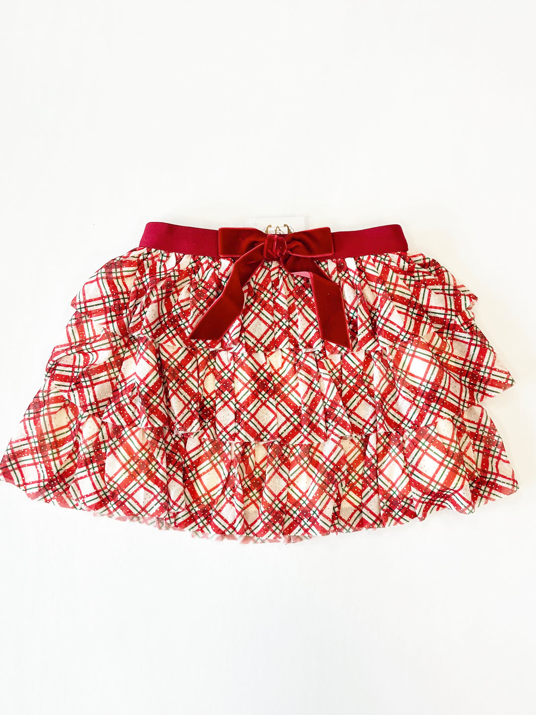 Christmas Plaid Bow Tiered Tutu – Festive Holiday Girls Skirt with Plaid Bow | Walker Boutique