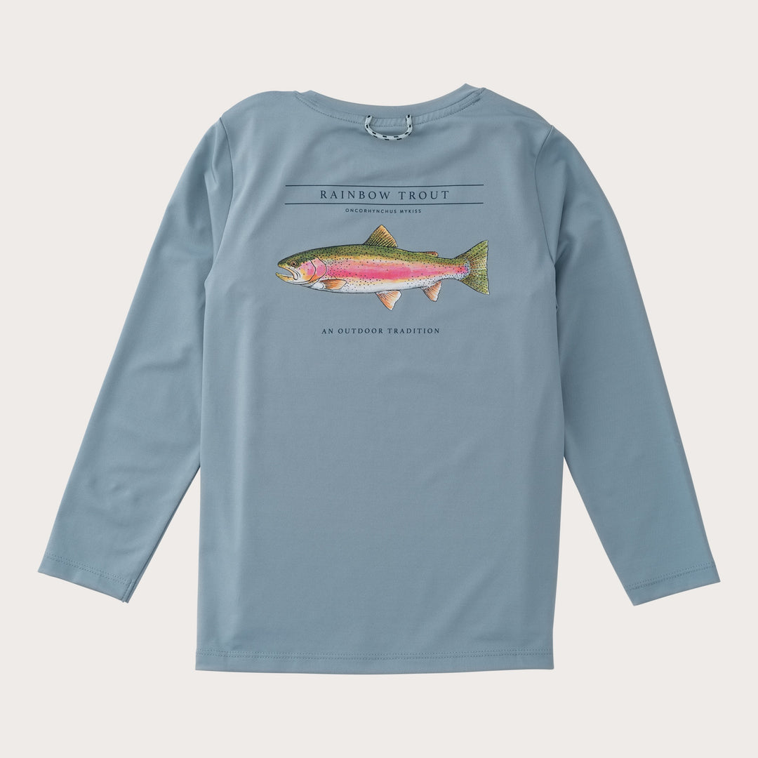 RAINBOW TROUT ARONA BLUE KIDS PRO PERFORMANCE LONG SLEEVE TEE