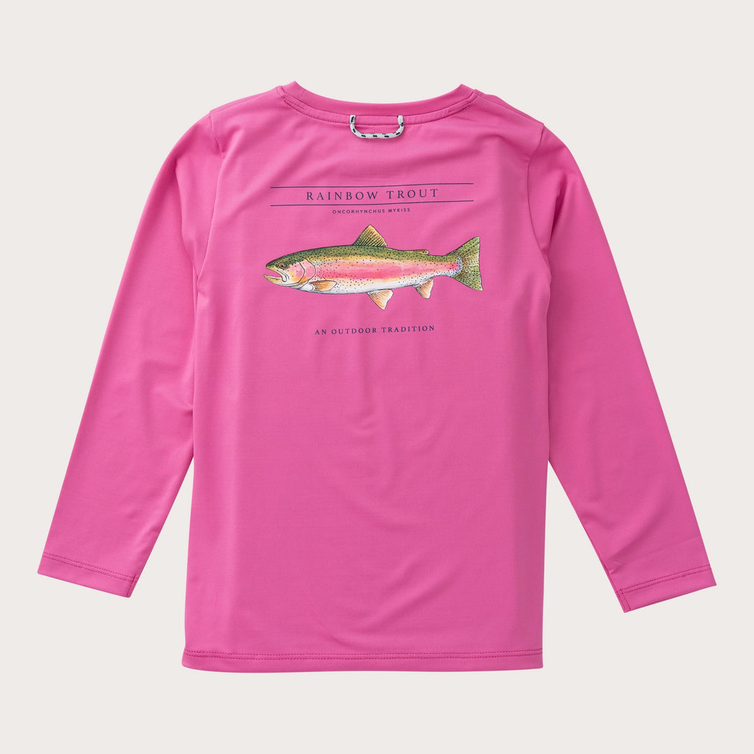 RAINBOW TROUT PHLOX PINK GIRLS PRO PERFORMANCE LONG SLEEVE TEE