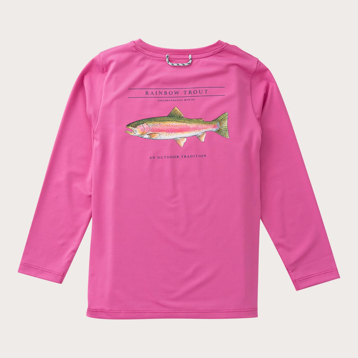 RAINBOW TROUT PHLOX PINK GIRLS PRO PERFORMANCE LONG SLEEVE TEE