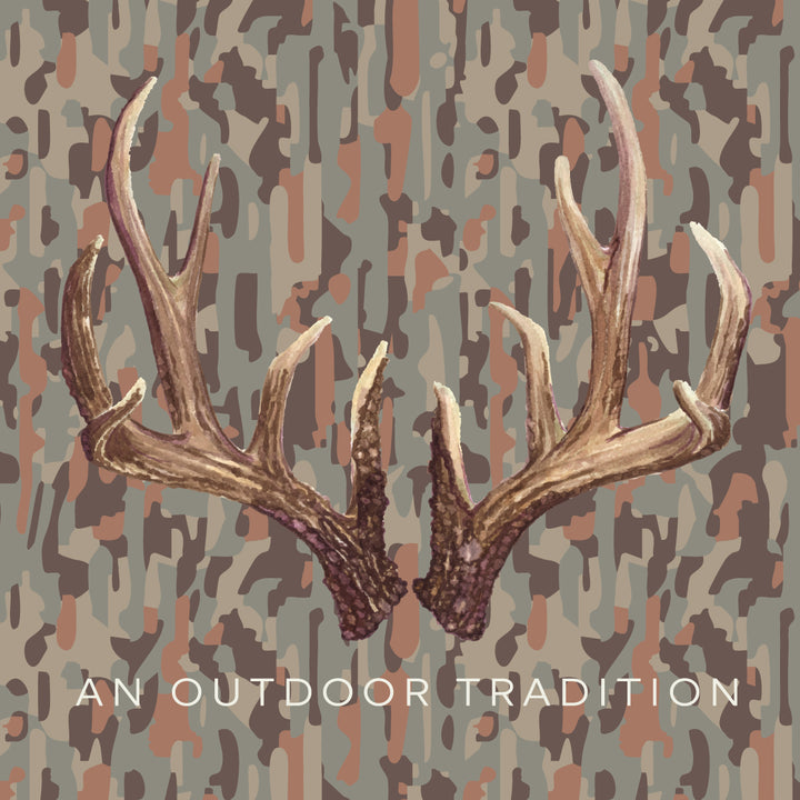 DEER ANTLERS NEUTRAL STAY IN THE LINES CAMO KIDS PRO PERFORMANCE HOODIE TEE