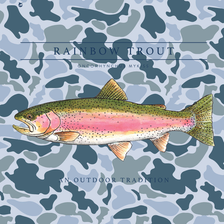 RAINBOW TROUT COOL BLUES BREAK POINT CAMO KIDS PRO PERFORMANCE HOODIE TEE