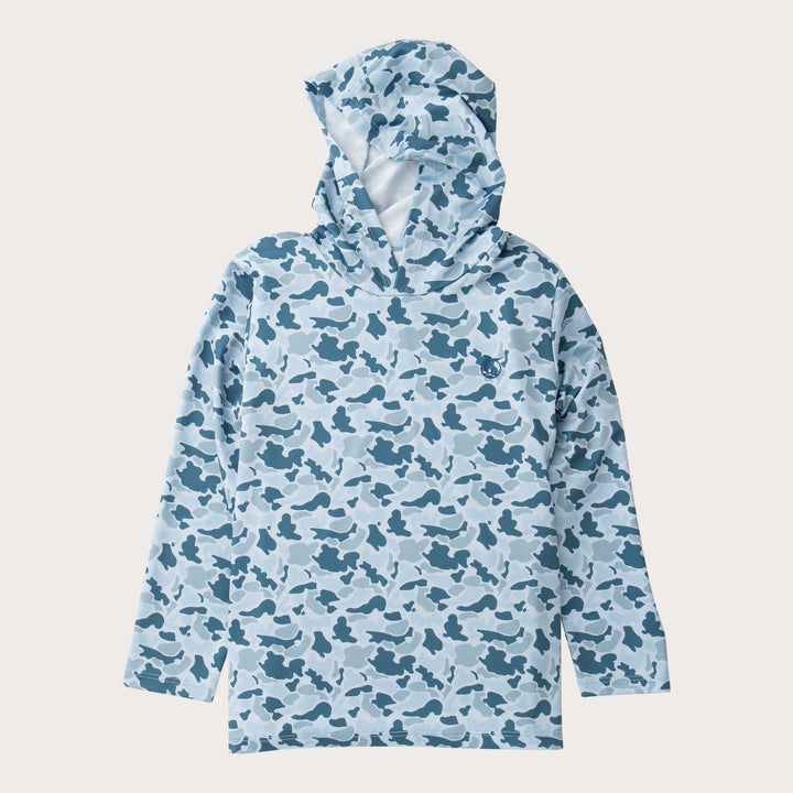 RAINBOW TROUT COOL BLUES BREAK POINT CAMO KIDS PRO PERFORMANCE HOODIE TEE