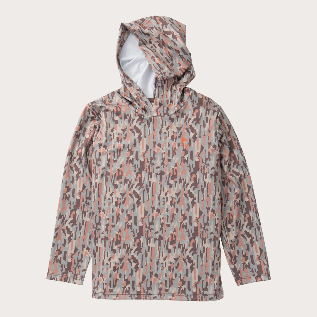 DEER ANTLERS NEUTRAL STAY IN THE LINES CAMO KIDS PRO PERFORMANCE HOODIE TEE