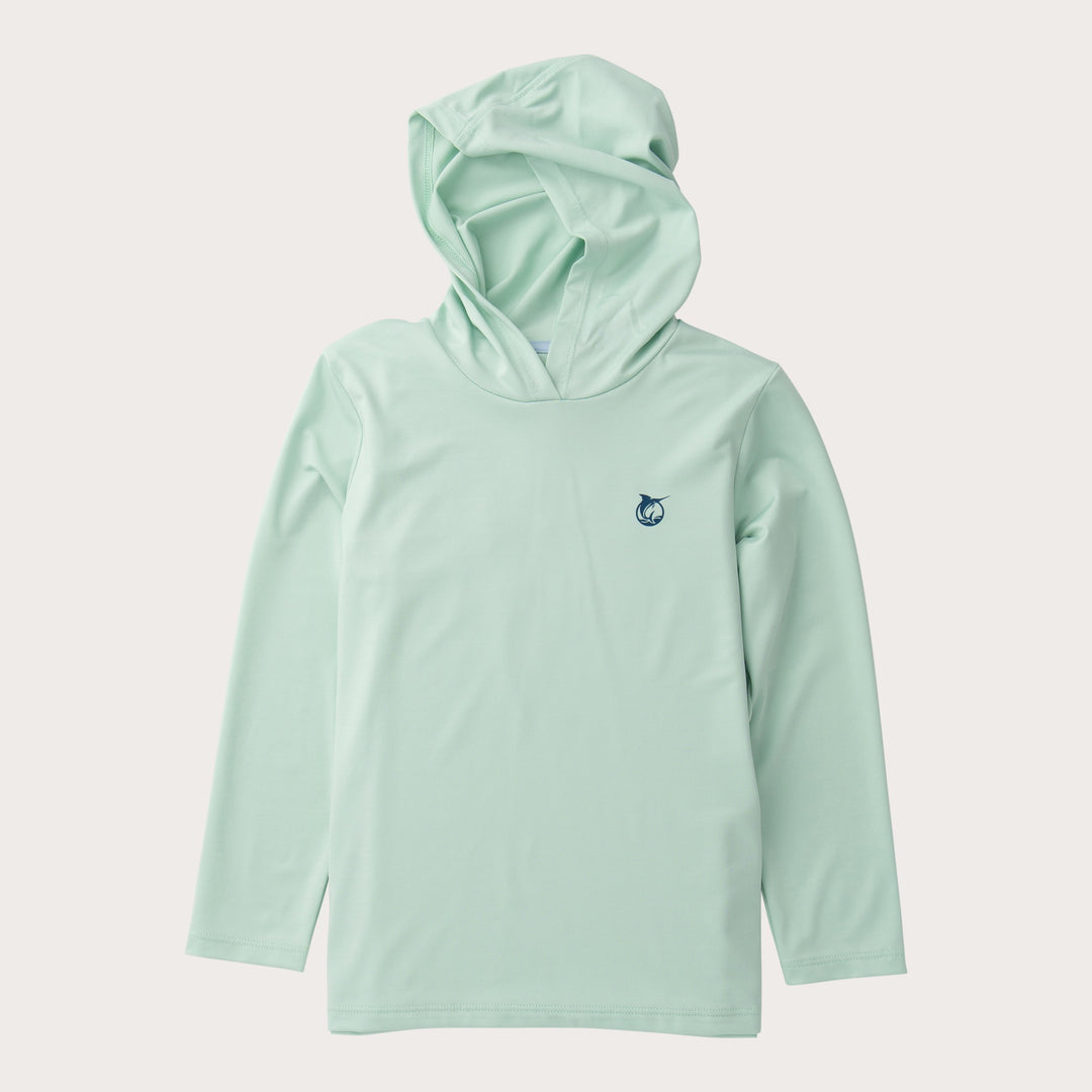 OYSTER MIST GREEN GIRLS PRO PERFORMANCE HOODIE TEE