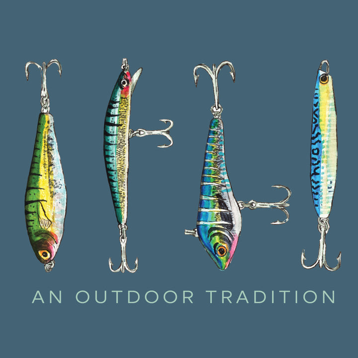 FISHING LURES TAPESTRY BLUE KIDS PRO PERFORMANCE TEE