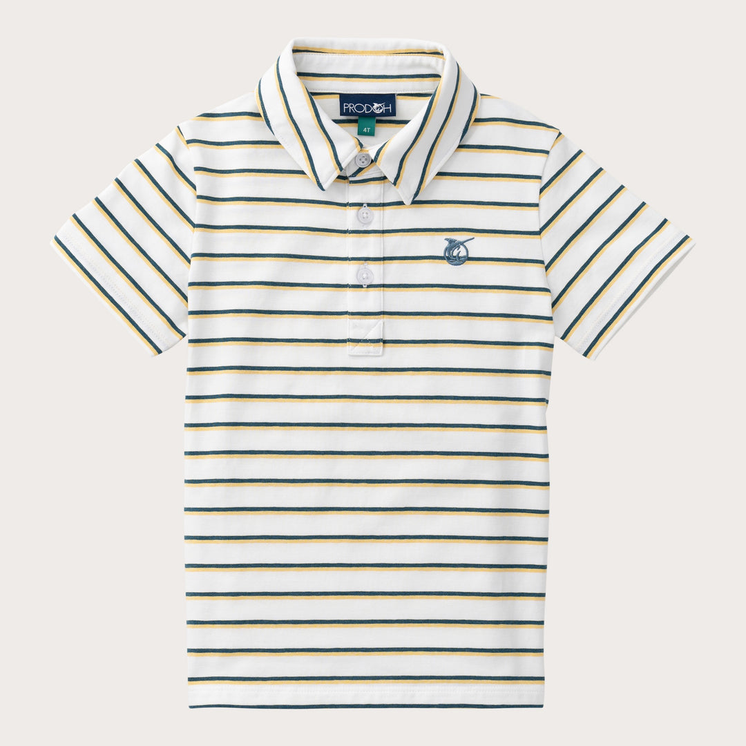 OCHRE TAPESTRY STRIPE BOYS POLO
