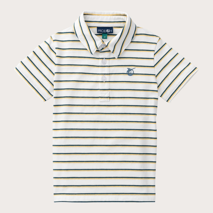 OCHRE TAPESTRY STRIPE BOYS POLO