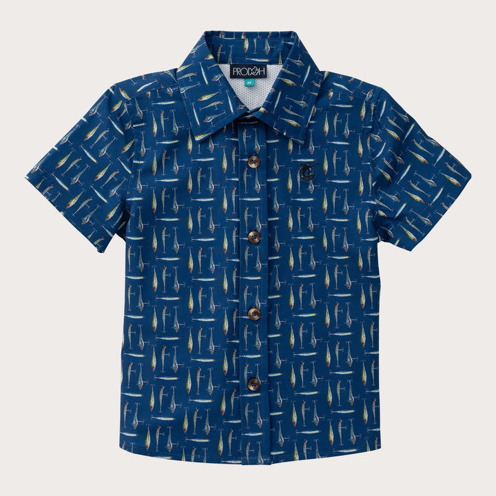 FISHING LURES PRINT BOYS BUTTON DOWN SHIRT