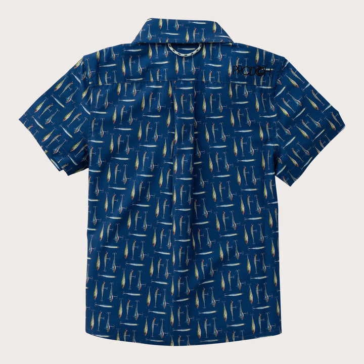 FISHING LURES PRINT BOYS BUTTON DOWN SHIRT