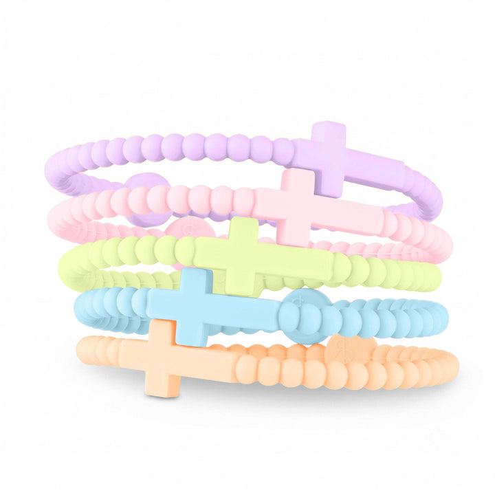 Sunkissed set of five silicone cross bracelets