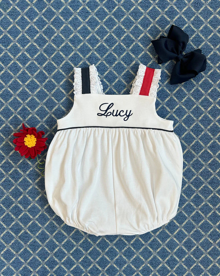 WORTH AVENUE WHITE WITH NAVY & RED BABS BUBBLE