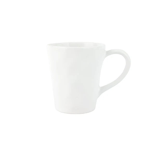 White ceramic mug on a white background