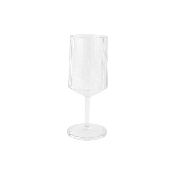Clear wine glass on a white background
