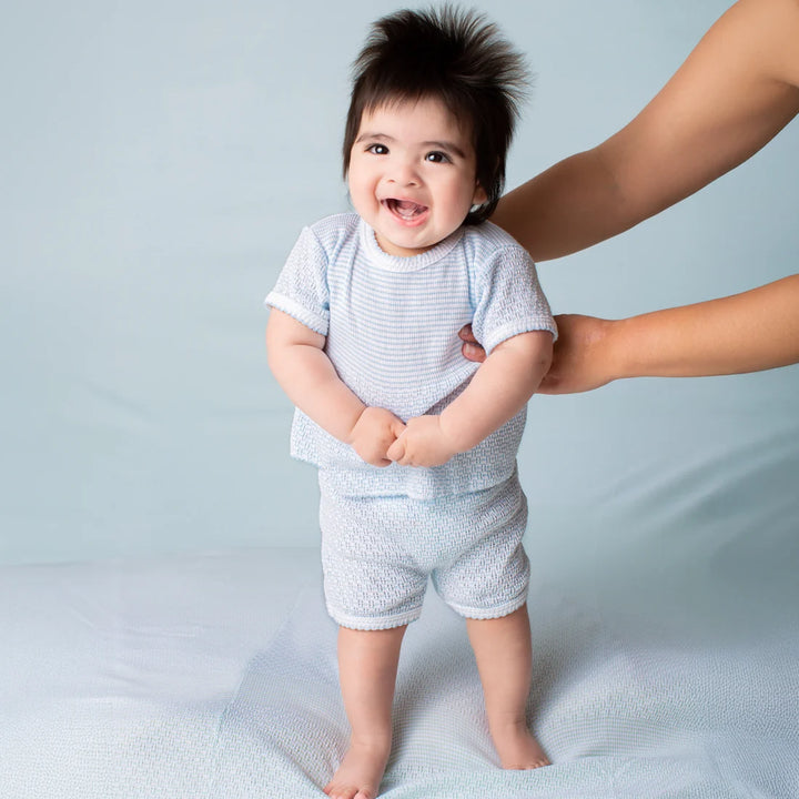 PATY KNIT BLUE SHORTS SET