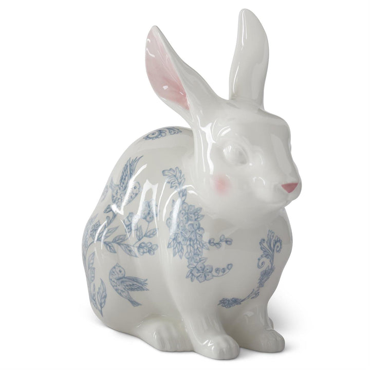WHITE BUNNY WITH BLUE SPRING MOTIFS