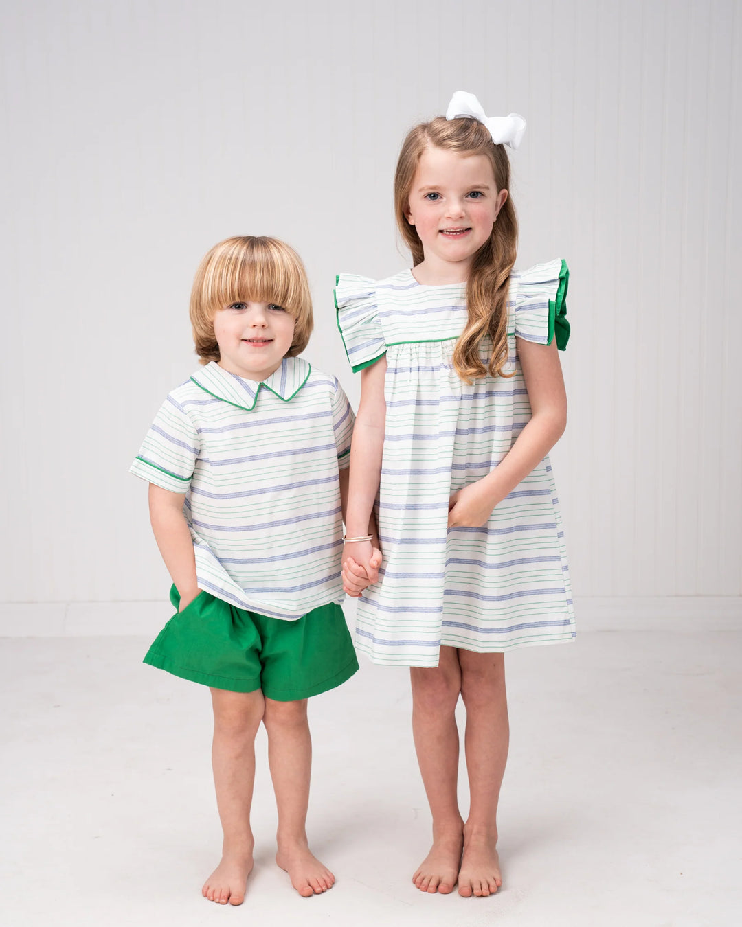 GREEN & BLUE STRIPE GEORGE SHORT SET