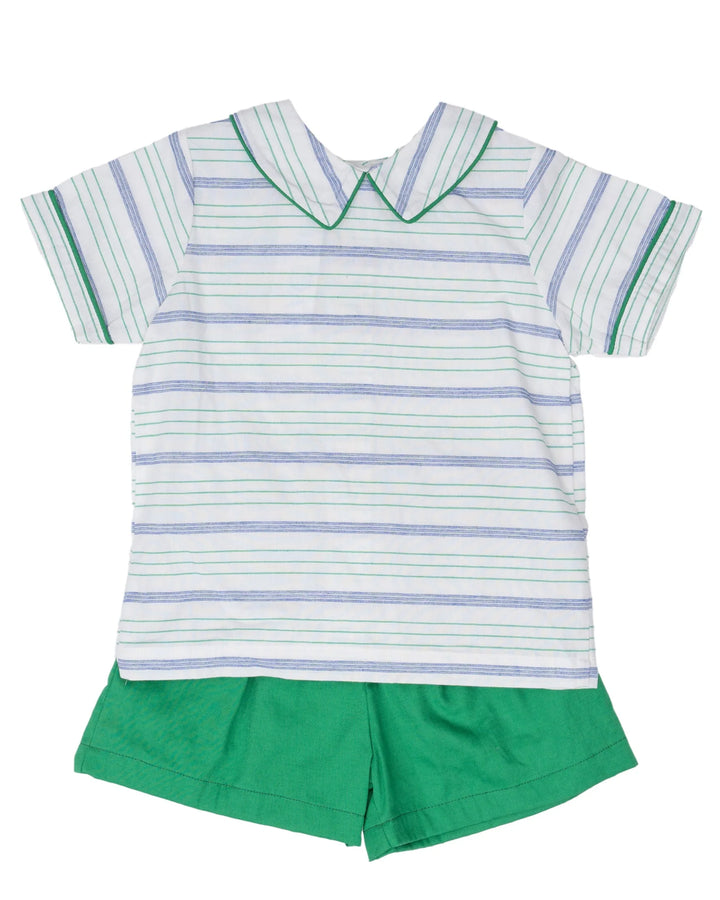 GREEN & BLUE STRIPE GEORGE SHORT SET