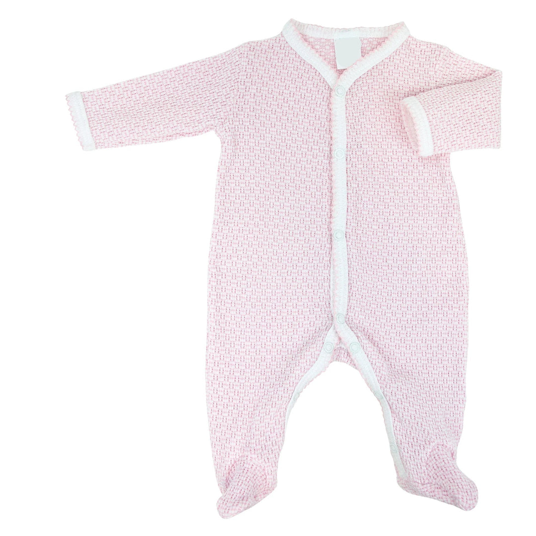 pink PATY KNIT FOOTIE ON WHITE BACKGROUND