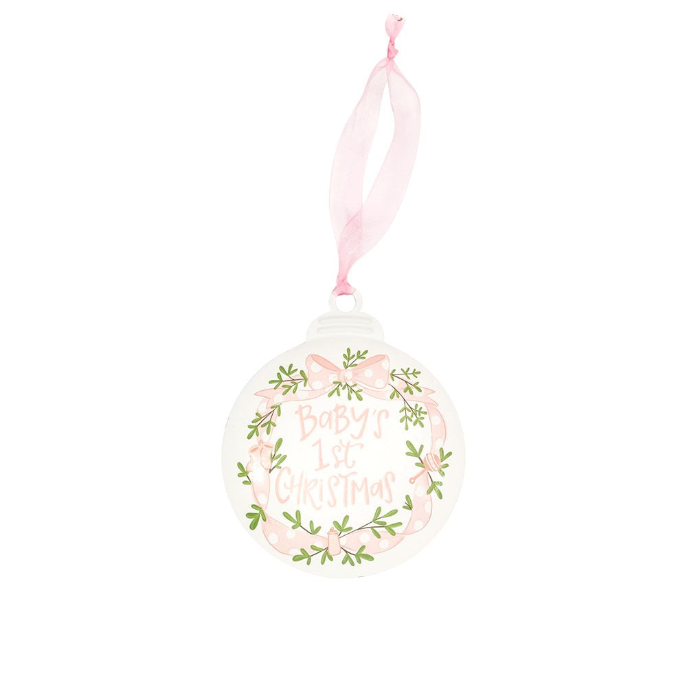 BABY'S 1ST CHRISTMAS PINK ORNAMENT