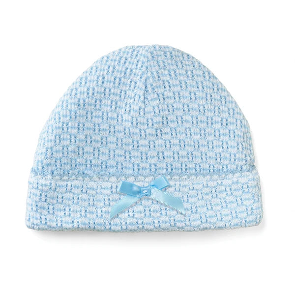 PATY KNIT SOLID BLUE SAYLOR BEANIE WITH BOW