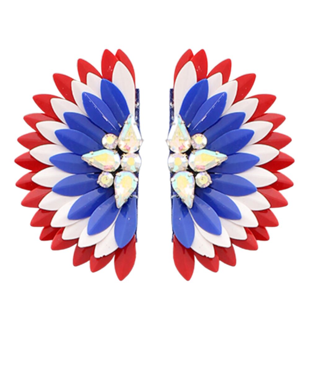 RED WHITE BLUE SEQUIN WING EARRINGS