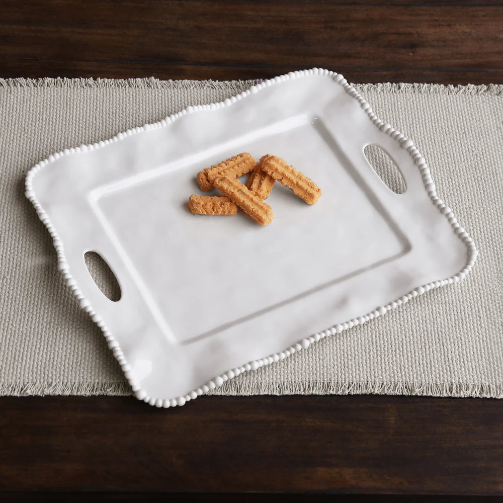 white melamine tray on table serving food