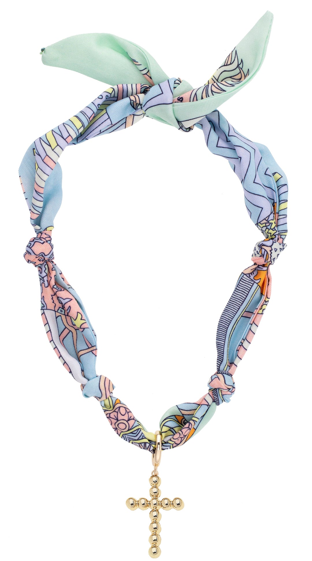 PASTEL MULTI CROSS TWILLY SCARF NECKLACE