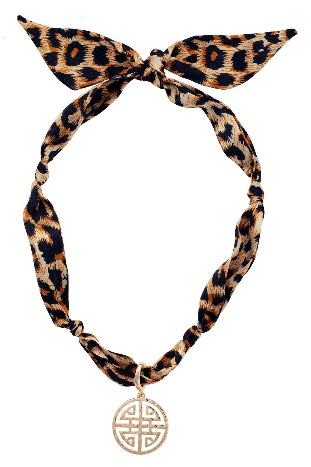 LEOPARD GREEK KEYS SCARF NECKLACE