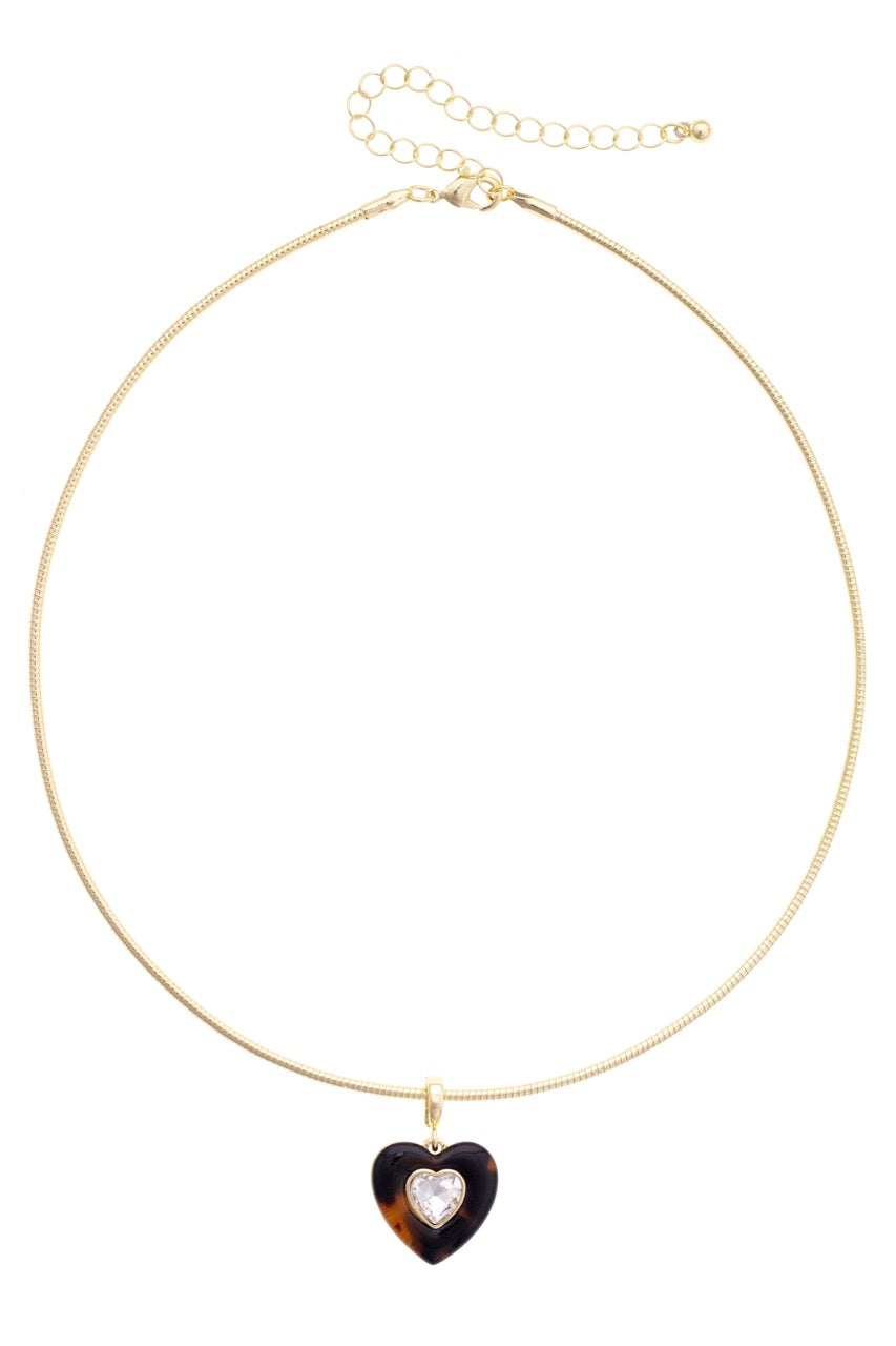 Necklace with a heart-shaped pendant on a white background
