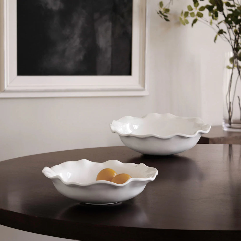 white pasta bowl on table