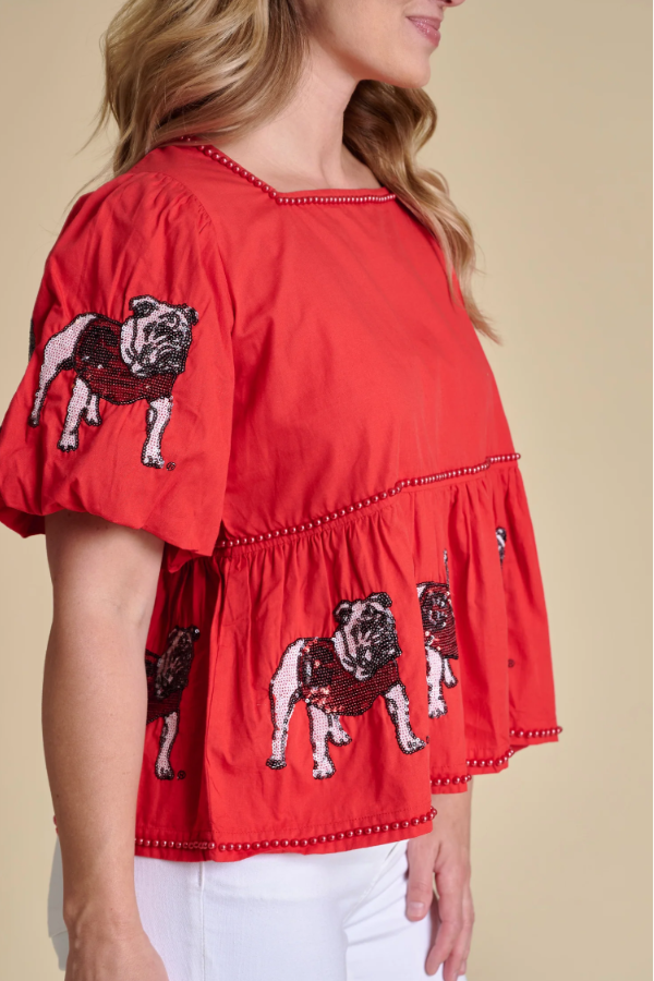 THE PUFF SLEEVE PEPLUM TOP | GEORGIA