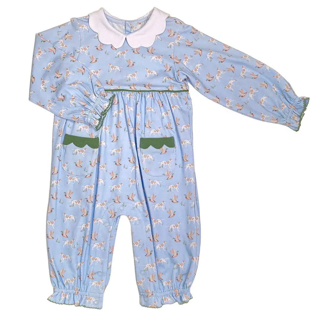 Ruffles and pockets give the Duck Hunt print a sweet baby-girl point of view without losing its classic outdoorsy charm.