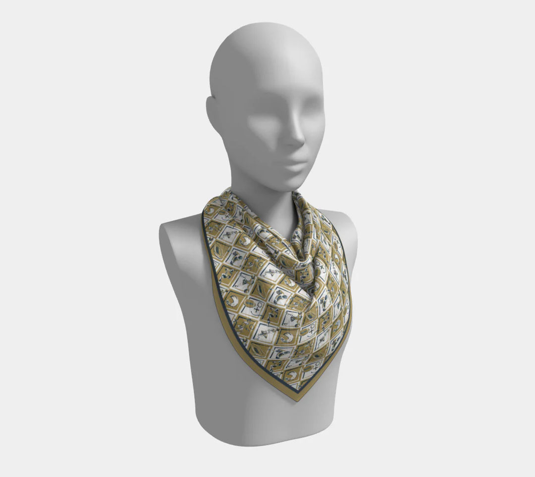 NAVY & GOLD CHECKER BOARD GAME DAY SCARF