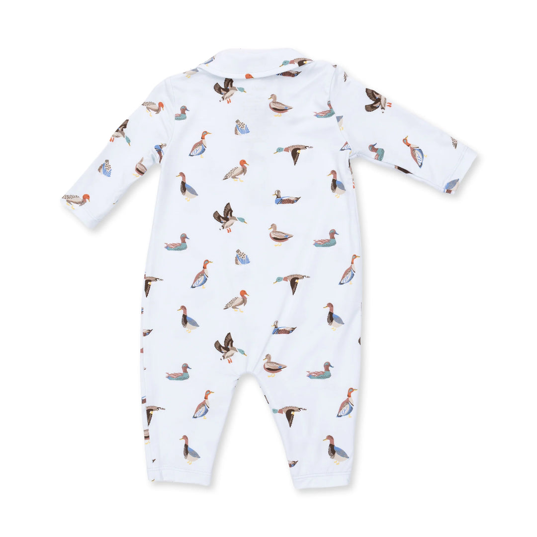 Angel Dear American Ducks Polo Romper alternate view of the baby romper showing the american ducks polo design and coordinating trim
