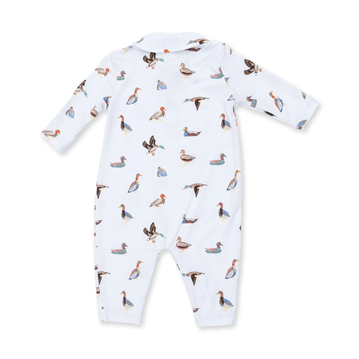 Angel Dear American Ducks Polo Romper alternate view of the baby romper showing the american ducks polo design and coordinating trim