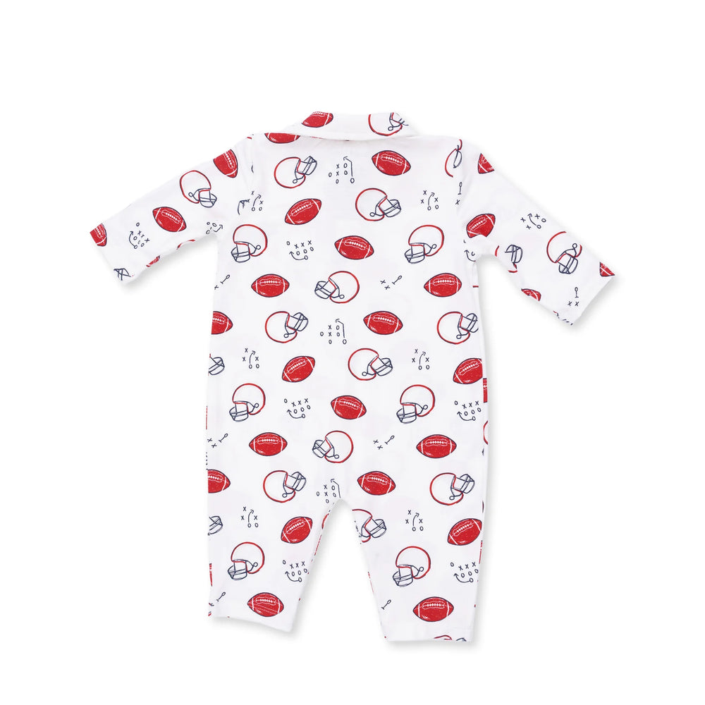 Angel Dear Touchdown Time Polo Romper alternate view of the baby romper showing the touchdown time polo design and coordinating trim