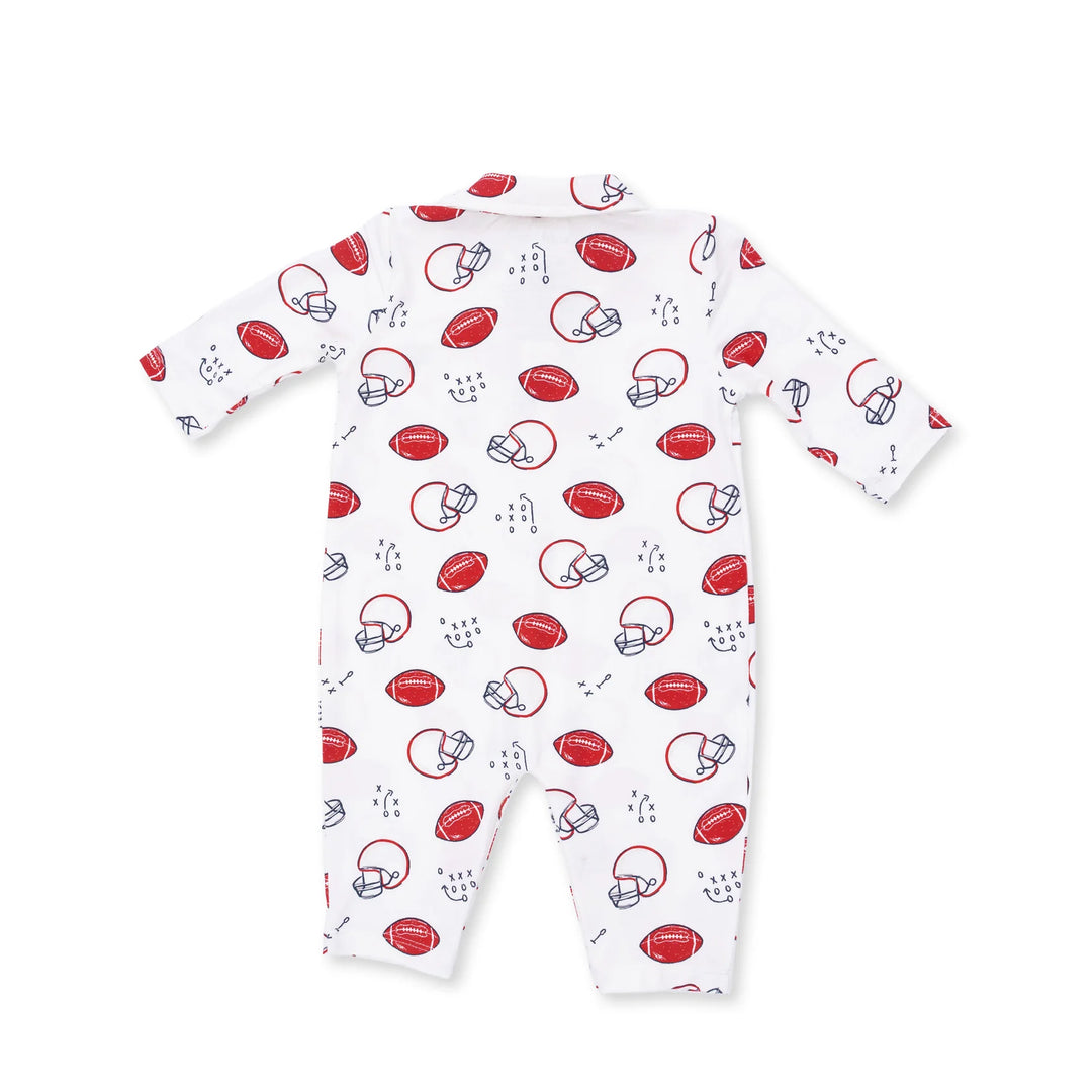 Angel Dear Touchdown Time Polo Romper alternate view of the baby romper showing the touchdown time polo design and coordinating trim