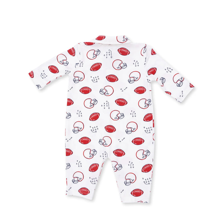 Angel Dear Touchdown Time Polo Romper alternate view of the baby romper showing the touchdown time polo design and coordinating trim