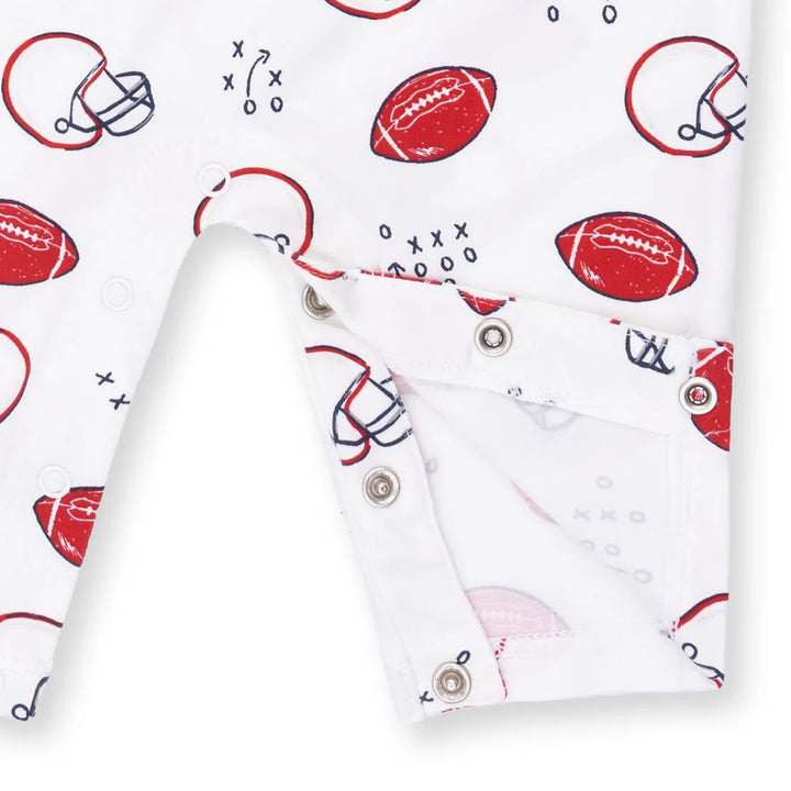 Angel Dear Touchdown Time Polo Romper additional styling view of the baby romper with the touchdown time polo design