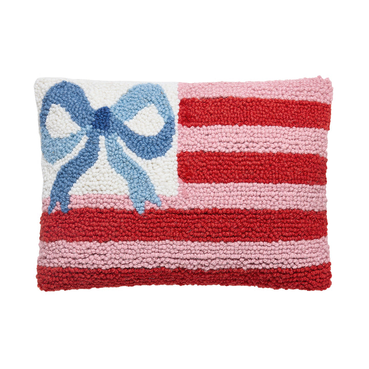 flag design pillow with bow design