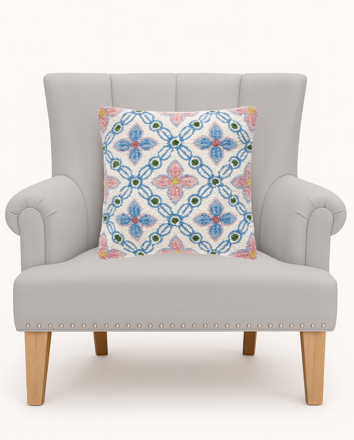 VINTAGE FLORAL TILE HOOK PILLOW