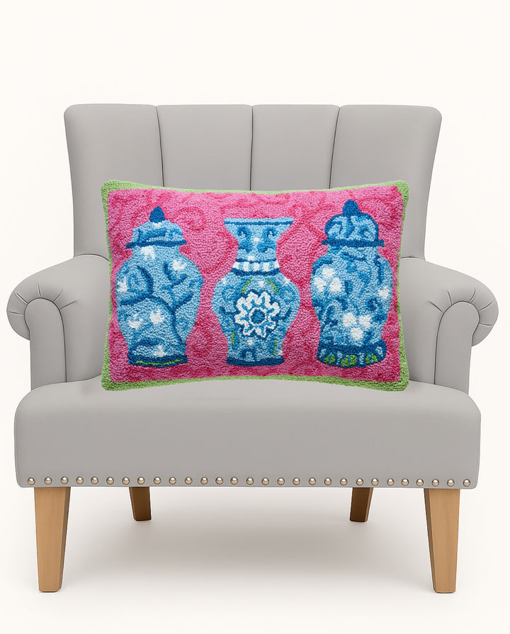 Chinoiserie Jars Trio Hook Pillow