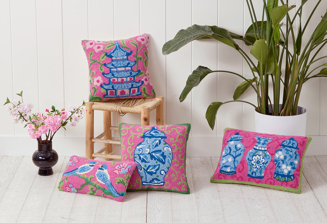 Chinoiserie Jars Trio Hook Pillow